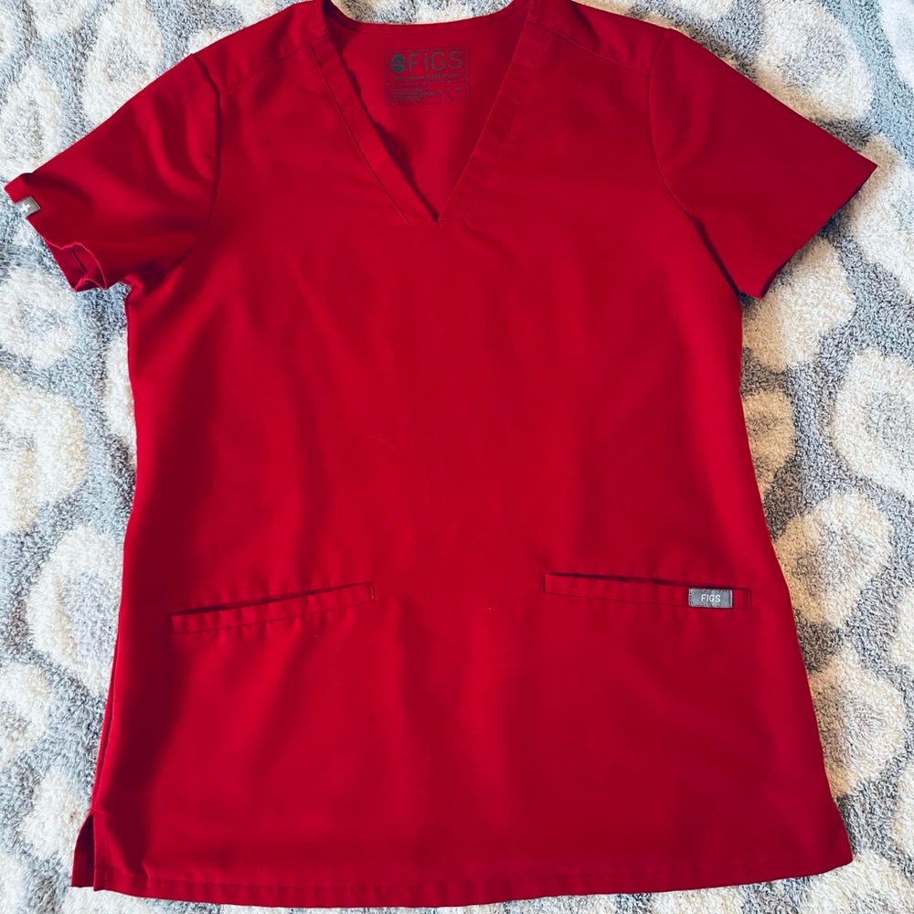 Figs scrubs set.  Red.  Top size XS.  Pants size XS petite.  Excellent condition